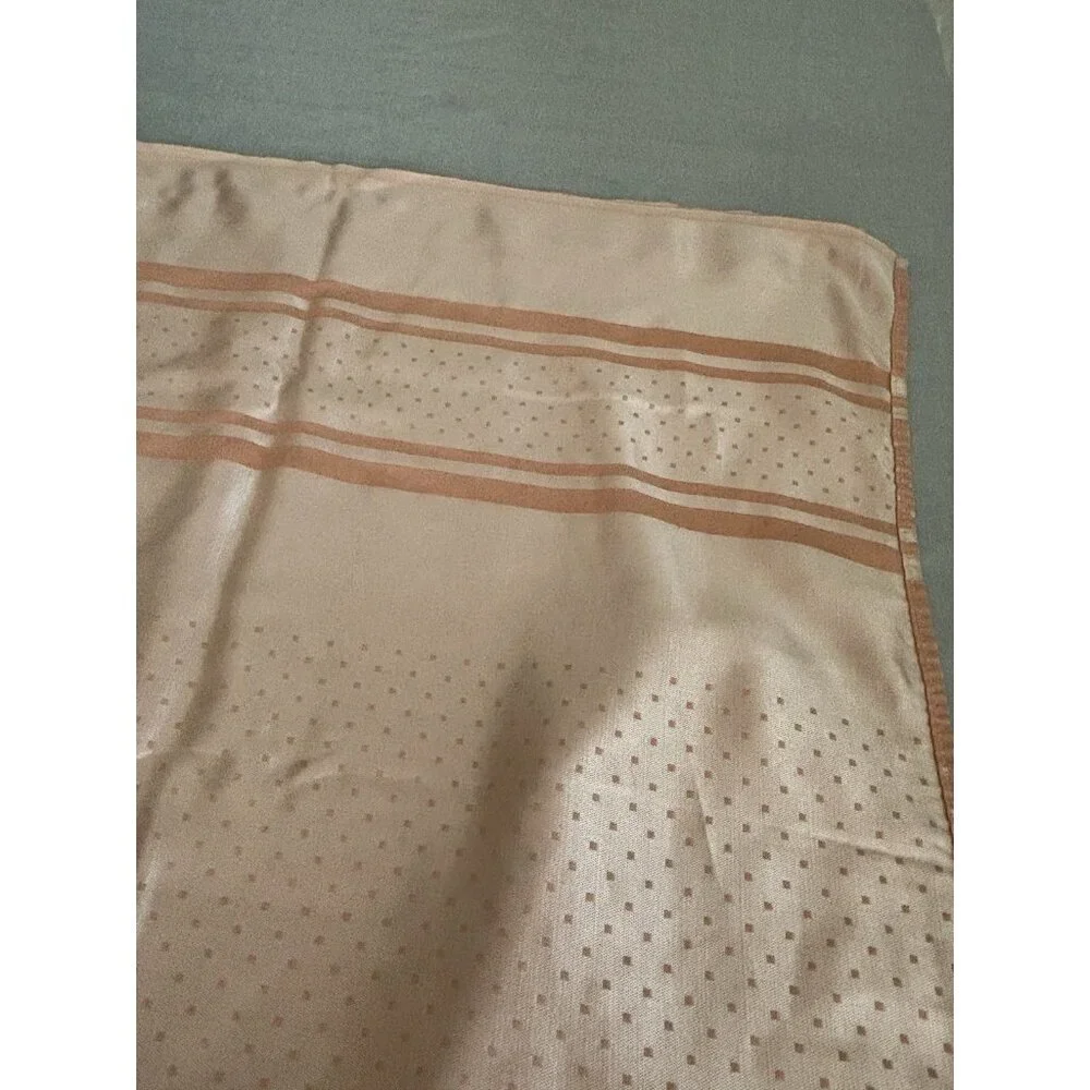 50s 40s Vintage Peachy Pink Polyester Satin Stripe Tablecloth 51x44 Square